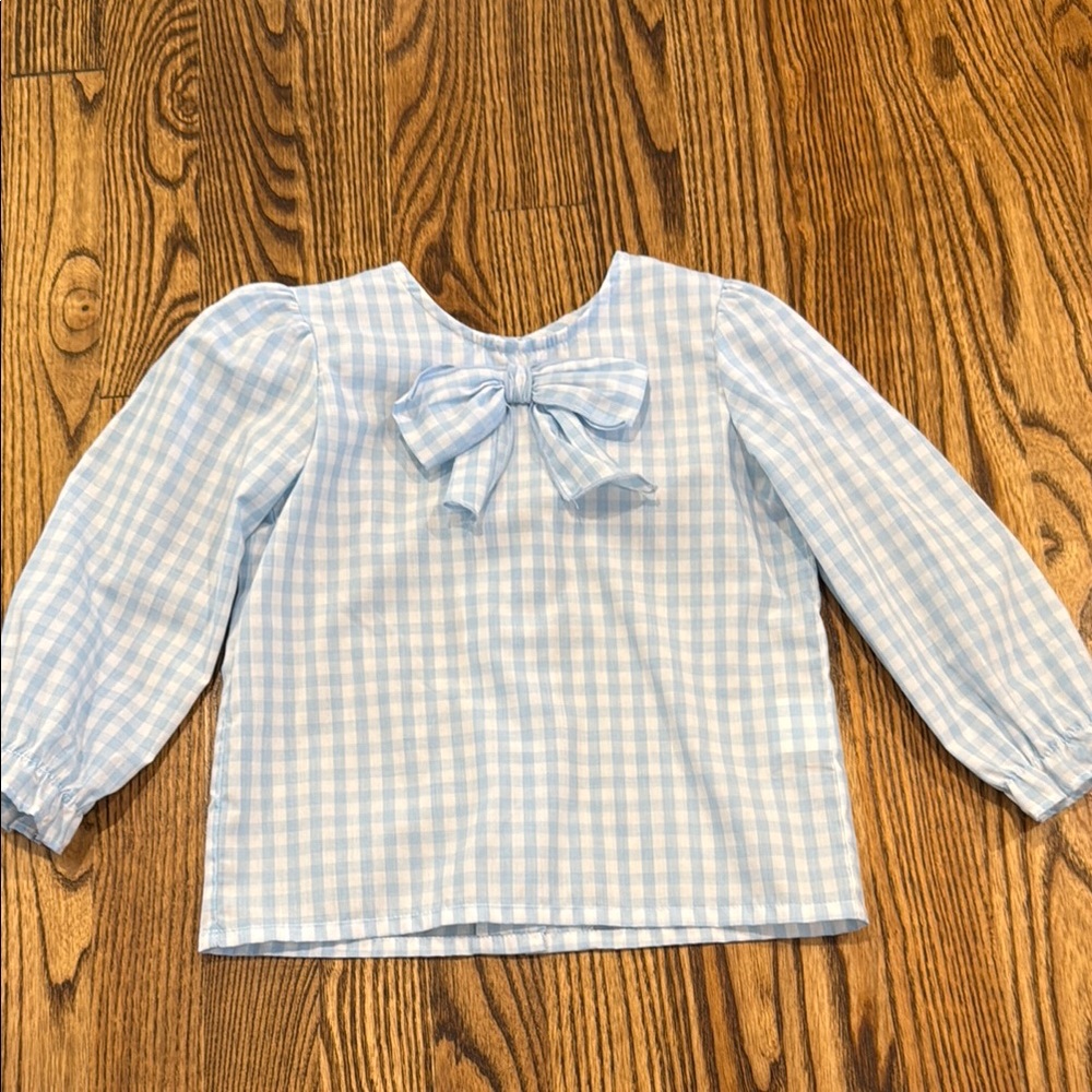 TBBC Blue gingham bow front blouse
